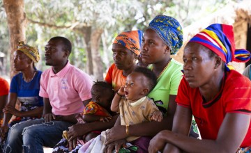 Community members at a nutrition training session in Majehum community, Tonkolili, Sierra Leone, as part of the Irish Aid funded Yoti Yoti programme (Nutrition Security through Equitable and Climate Smart Food Systems.) Photo: Kieran McConville/Concern Worldwide