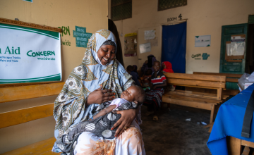 Ayan* (39) with her 18 month old child Ahmed* at the Wiil Waal health centre. Photo: Mustafa Saeed/Concern Worldwide
