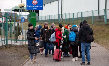 At the Medyka crossing between Ukraine and Poland, two weeks after the conflict began. Photo: Kieran McConville/Concern Worldwide