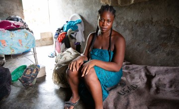 Brunia Benjamin, a participant in the USAID-funded Manje Pi Byen program, at her home in Cité Soleil, Port-au-Prince, Haiti. Photo: Kieran McConville/Concern Worldwide