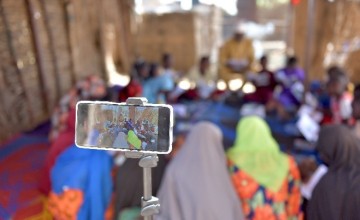 Video coaching for a listening club. Photo: Concern Worldwide.