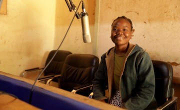 Sharon at the Community Radio Station. Photo: Jon Hozier-Byrne/Concern Worldwide