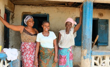 Pregnant mum Safinatu with her aunt and grandmother at the family home. The health centre that Safinatu is attending for her pregnancy is supported by Concern Worldwide. Photo: Darren Vaughan/Concern Worldwide.jpg
