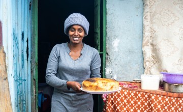 KOICA programme participant Birtukan with her bakery business in Addis Ababa. Photo: Eugene Ikua/Concern Worldwide.