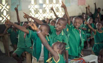 Class at SDA Primary School, Matotoka Community, Tonkolili District, Sierra Leone. Photo: Michael Duff.