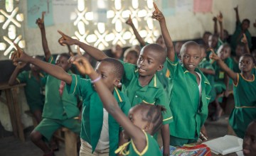 Class at SDA Primary School, Matotoka Community, Tonkolili District, Sierra Leone. Photo: Michael Duff.