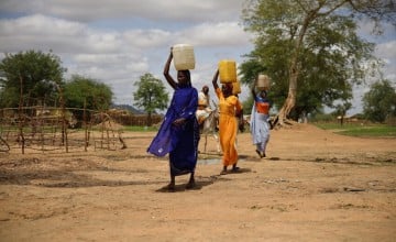 Women collecting water at new water point near Dog Dore, Sila Province, Chad. Photo: Concern Worldwide.