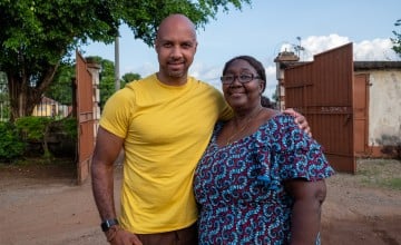 A woman and man standing together