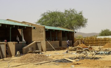 Primary school buildings in Kerfi under construction, supporting improved access to quality education in the community. Photo: Kouakaine Moundi/Concern Worldwide.