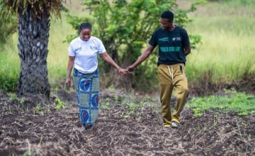Isha and her partner Unisa took part in the Living Peace initiative, which helped them develop healthier ways to cope and communicate, strengthening their relationship. Photo: Eugene Ikua/Concern Worldwide.