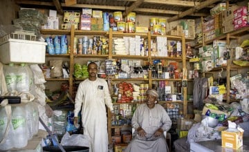 Daouda at the school shop, supported by Concern. Photo: Kouakaine Moundi/Concern Worldwide.