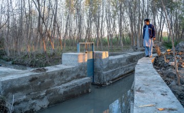 Parabolic irrigation channels were installed in Charsadda, allowing farmers to save irrigation water and maximise the cropping land without any seepage. This intervention has since been replicated by farmers in surrounding areas. Photo: Concern Worldwide. 
