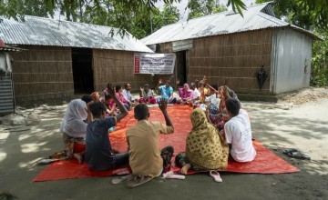 Moderated by the GUK Field Facilitator a Community Resilience Action Group (CRAG) convenes monthly to discuss and reflect on community issues, particularly the developmental needs essential for building resilience. Photo: Saikat Mojumder/Concern Worldwide.