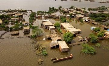 A village submerged by water