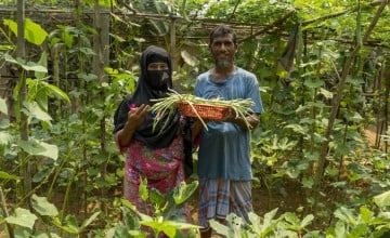 Sayed Mia and his wife Farija Khatun are receivers of Concern’s training support on nutrition, home gardening and seeds production for better nutritious life and livelihood in Holdiapalong, Ukhiya, Cox's bazar. Photo: Saikat Mojumder/Concern Worldwide