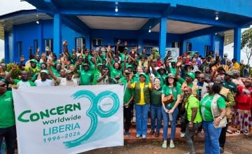 Concern Liberia team celebrate Concern's 30th anniversary in Buchanan.