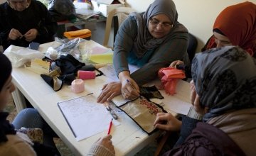 Stitching at an embroidery workshop in Lebanon supported by Concern. Credit: Abbie Trayler-Smith/Concern