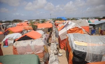 Makeshift houses in a camp for Internally Displaced People in Somalia. Photo: Mohamed Abdiwahab / Concern Worldwide.