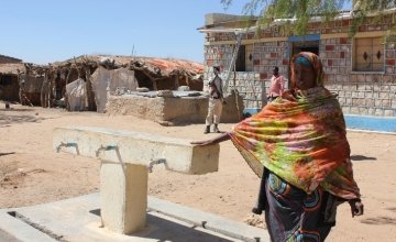 Roda Mussa Mohamed pictured at the newly installed water point in Geedabeera village in Somaliland. Photo: Concern Worldwide.