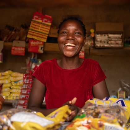 Eliza Manjolo in her shop in Nsanje, Malawi Photo: Chris Gagnon/Concern Worldwide