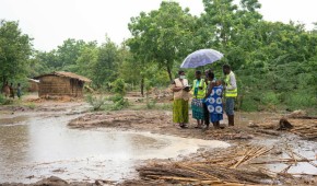 Concern staff carry out a flood impact assessment in Nsanje, Malawi. Photo: Concern Worldwide.