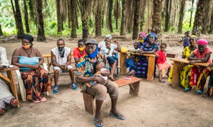 A Community Dialogue session is held monthly in Masokoray Community and facilitated by Concern BLN Officer Salamatu Magdalene. Photo: Michael Duff