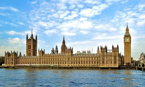 Houses of Parliament with the Thames below 