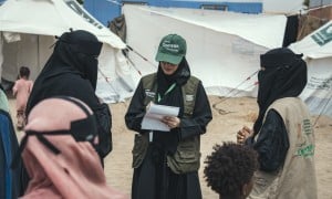 Yemen team in IDP camp