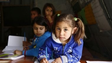 Farah* attends a non-formal education programme in an informal settlement that focuses on early childhood education in Akkar, north Lebanon. Photo: Chantale Fahmi/Concern Worldwide.