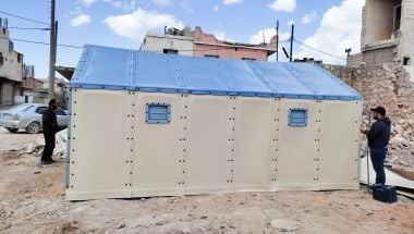 New RHU (Relief Housing Unit) shelters installed by Better Shelter and our partner Bonyan Organisaton in North West Syria. Photo: Concern Worldwide