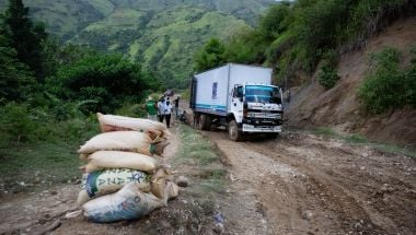 Market access for food producers and consumers in Haiti is made more difficult by poor road infrastructure. Photo: Kieran McConville/Concern Worldwide