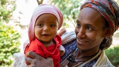 Meseret Sisay (30) with her 8 month old daughter Birtukan Teklu at Dib bahr health centre. Photo: Eugene Ikua/Concern Worldwide