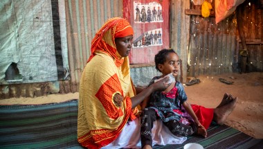 Calaso* (37) is a mother of five children. Calaso and her family moved to the refugee camp due to recurring droughts. She brought her child to the MCH (Maternal &amp; Baby Health Center) in Siinkadheer after her child became malnourished. (Photo: Mustafa Saeed/Concern Worldwide)