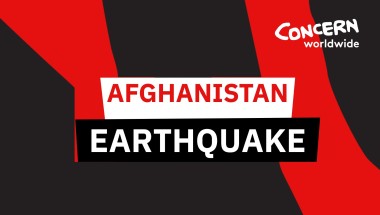 Black and red background with Afghanistan Earthquake written on top