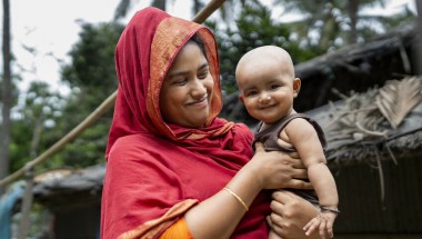 Marium* a mother with her daughter Tayma* and a receiver of Concern’s training support on nutrition, home gardening and seeds production for better nutritious life and livelihood at Cox's bazar. Photo: Saikat Mojumder/Concern Worldwide.