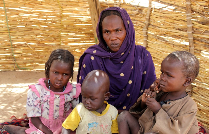 Woman in Chad with three young children
