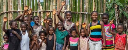 Concern built a well in Buigba Town, Liberia – giving these children access to clean, safe drinking water. Photo: Gavin Douglas/Concern Worldwide/Liberia/2019
