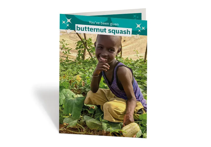 Abudho, six, admires his mother’s plot of healthy butternut squash at home in Northern Kenya. Photo: Jennifer Nolan / Concern Worldwide Abudho, six, admires his mother’s plot of healthy butternut squash at home in Northern Kenya. Photo: Jennifer Nolan / Concern Worldwide