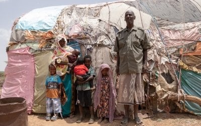 Safi Abdi Osan and her family at their home in Carracad. Photo: Eamon Timmins/Concern Worldwide