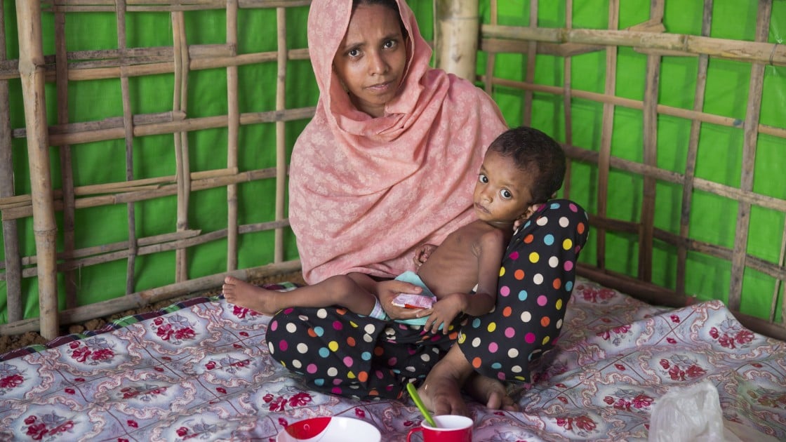 Layru and Hala at Concern Worldwide's Nutrition Support Centre. Bangladesh, Photo: Kieran McConville