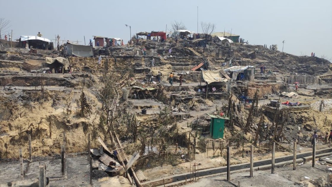 Homes destroyed by fire in Cox's Bazaar, Bangladesh