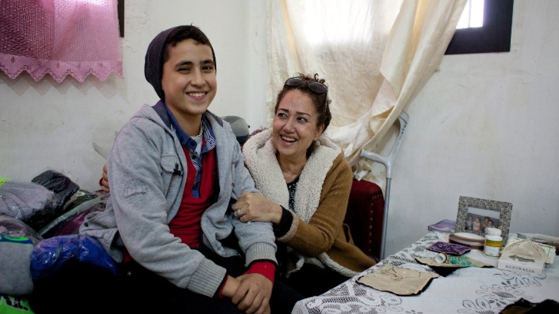Rabia is a Lebanese mother who was living in Syria with her two sons. She has recently been diagnosed with cancer and is now living and receiving treatment in Lebanon. Photo: Panos Pictures/Concern Worldwide.