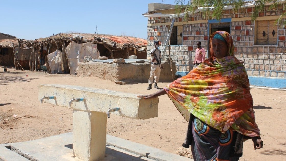 Roda Mussa Mohamed pictured at the newly installed water point in Geedabeera village in Somaliland. Photo: Concern Worldwide.