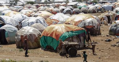 A section of the Edaan Qaboobe site for internally displaced people on the edge of Baidoa. The over crowded conditions are contributing to the spread of measles. Photo: Eamon Timmins/Concern Worldwide
