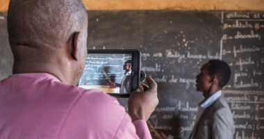 Teachers filming their lessons for review and feedback. Photo: Concern Worldwide.