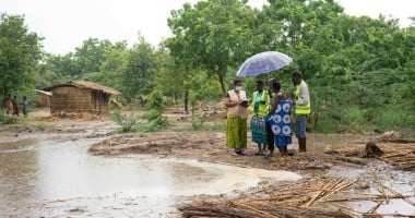 Concern staff carry out a flood impact assessment in Nsanje, Malawi. Photo: Concern Worldwide.