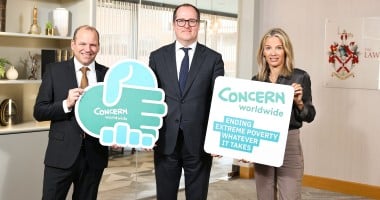 Colin Mitchell, President of the Law Society, Donal Lunny KC, Chair of the Bar of NI and Jackie Trainor, NI Director of Concern Worldwide (UK). Photo: Justin Kernoghan