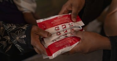 Concern staff provide RUTF