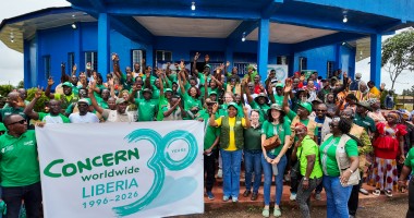 Concern Liberia team celebrate Concern's 30th anniversary in Buchanan. 