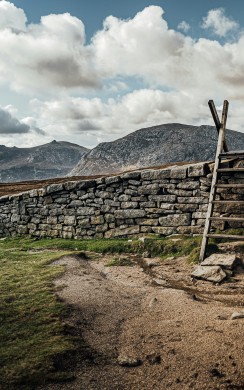 Image of The Mourne Wall. Hiking in Northern Ireland. Seven Sevens Challenge.